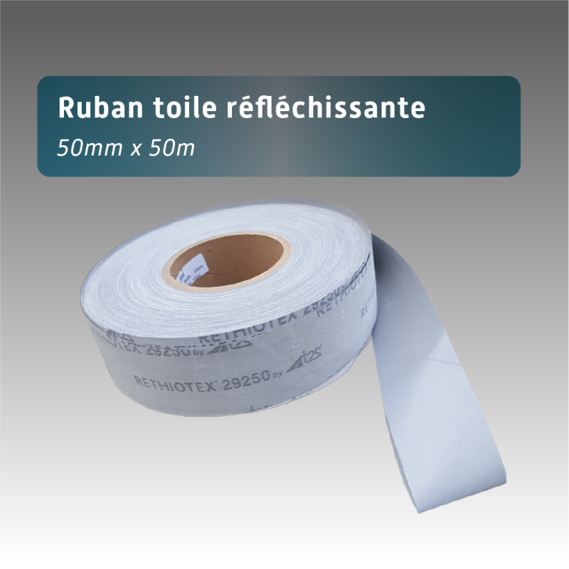 Ruban toile réfléchissante adhésive - 50mm x 50m
